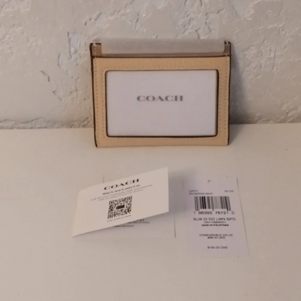 Coach Beige and Tan Lemon Patch Slim Card Case - Picture 2 of 3